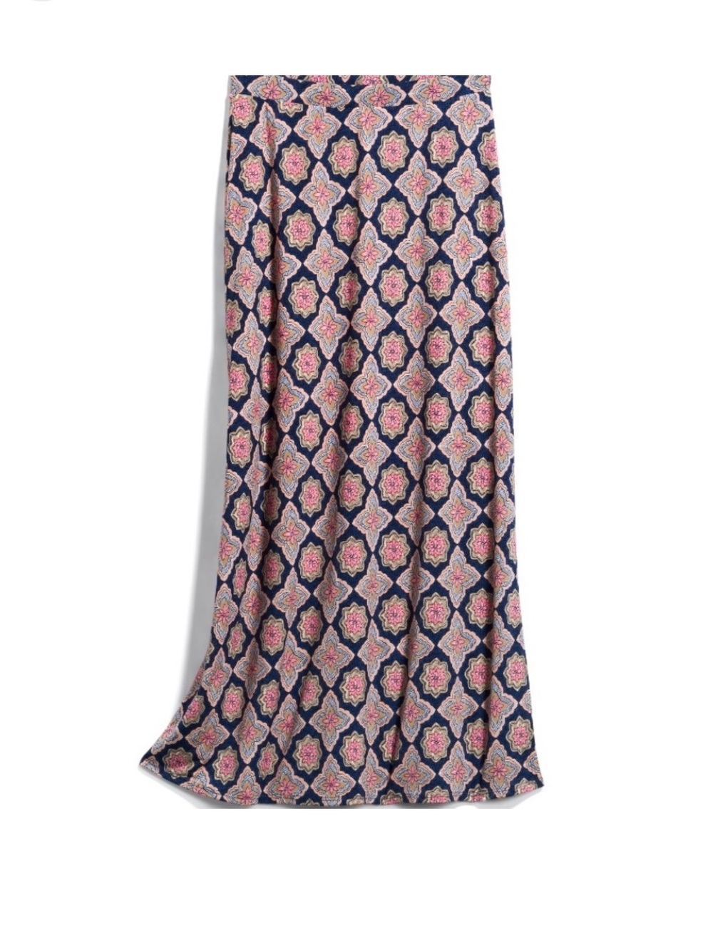Gilli Navy Maxi Skirt with Pink and Cream Medallion Print